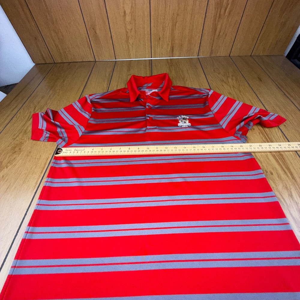 Under Armour U.S. Open Oakmont 2016 Golf Polo Shirt Mens Medium Red Striped - Picture 6 of 15